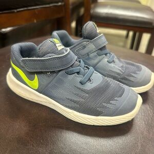 Nike Blue and Green Sneakers with Velcro Strap